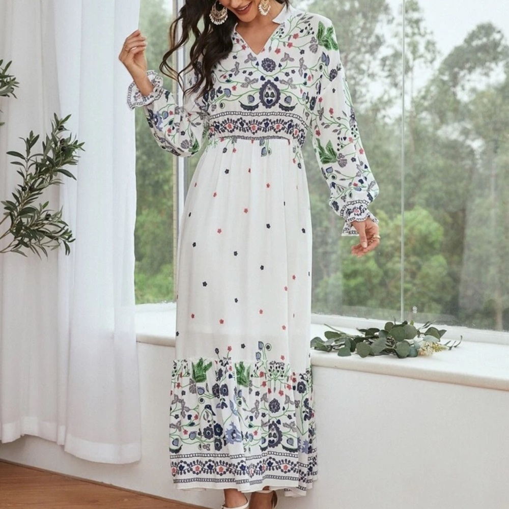 Shein Floral Print Hem Dress